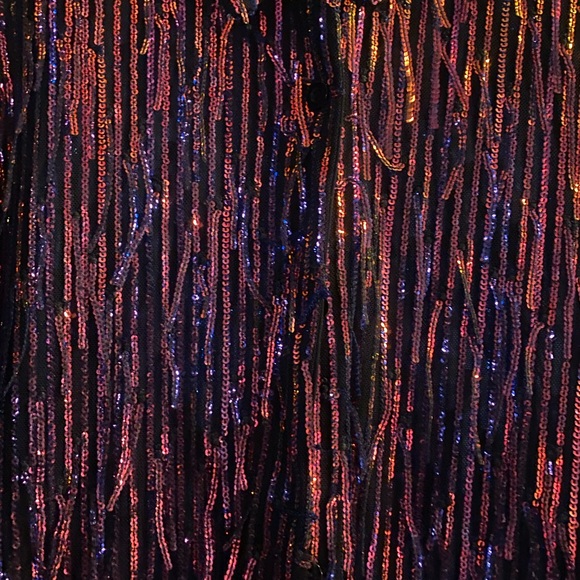 Nasty Gal - purple/fuchsia sequin and fringe button down - Picture 3 of 3